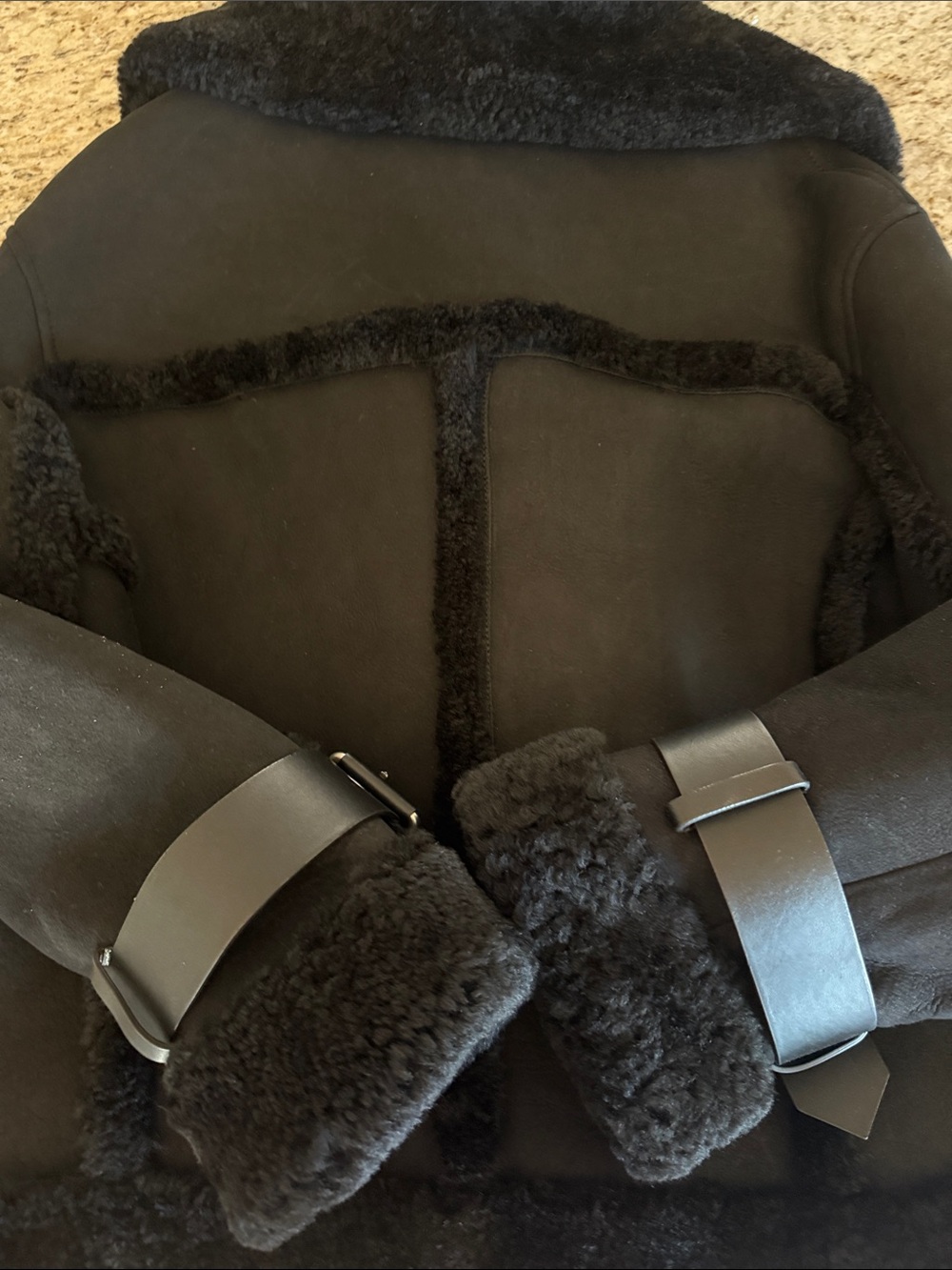 ALLSAINTS Shearling, Suede & Leather Black Jacket Biker/Moto-Inspired NWT Sz L - Picture 10 of 16
